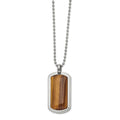 Chisel Stainless Steel Polished with Tiger's Eye Dog Tag on a 22 inch Ball Chain Necklace