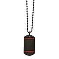 Chisel Stainless Steel Polished Black IP-plated with Tiger's Eye Dog Tag on a 22 inch Ball Chain Necklace