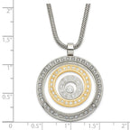 Stainless Steel Yellow IP-plated CZ Circle Necklace