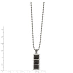 Stainless Steel Brushed & Polished Solid Black Carbon Fiber 22in Necklace