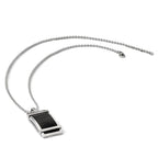 Stainless Steel 22in Polished Curved Solid Black Carbon Fiber Inlay Neckla