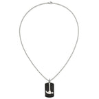 Chisel Stainless Steel Polished Black IP-plated Dog Tag with Hammer Pendant on a 24 inch Ball Chain Necklace