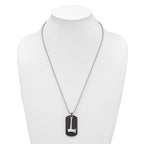 Chisel Stainless Steel Brushed and Polished Black IP-plated Dog Tag with Axe Pendant on a 24 inch Ball Chain Necklace