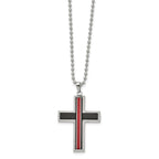 Chisel Stainless Steel Brushed and Polished with Fiber Glass Cross Pendant on a 22 inch Ball Chain Necklace