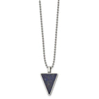 Chisel Stainless Steel Polished with Lapis Triangle Pendant on a 22 inch Ball Chain Necklace