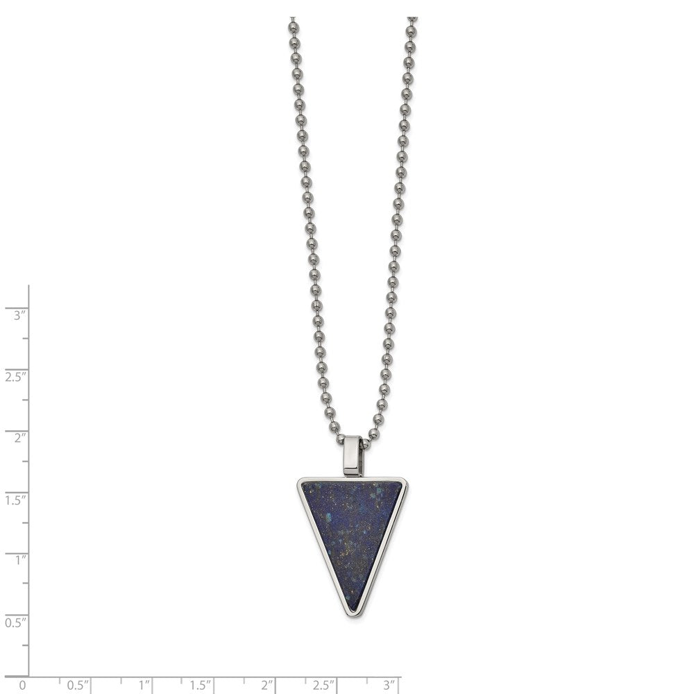 Chisel Stainless Steel Polished with Lapis Triangle Pendant on a 22 inch Ball Chain Necklace