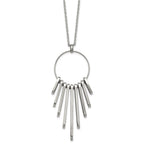 Chisel Stainless Steel Polished Circle with Bars Pendant on a 20 inch Cable Chain Necklace