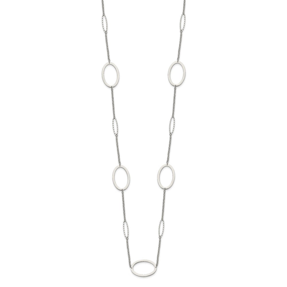 Chisel Stainless Steel Polished Fancy Oval Link Necklace