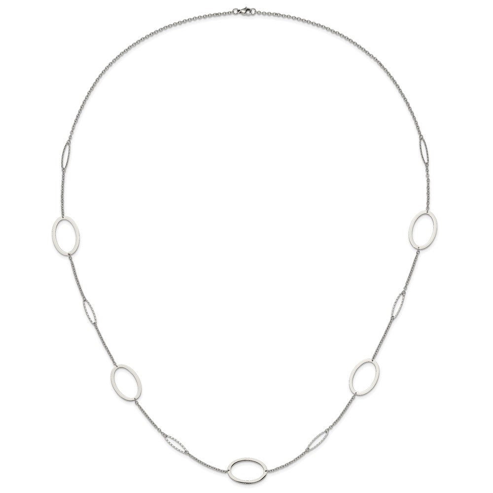Chisel Stainless Steel Polished Fancy Oval Link Necklace
