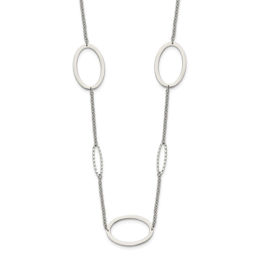 Chisel Stainless Steel Polished Fancy Oval Link Necklace
