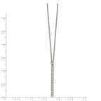 Chisel Stainless Steel Polished CZ Bar on a 16 inch Cable Chain Necklace