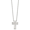 Stainless Steel Brushed and Polished 22in Cross Necklace