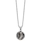 Chisel Stainless Steel Antiqued Polished and Textured Cobra Pendant on a 22 inch Ball Chain Necklace