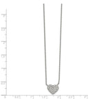 Chisel Stainless Steel Polished CZ Heart on a 17 inch Cable Chain with a 2.5 inch Extension Necklace