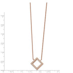 Chisel Stainless Steel Polished Rose IP-plated CZ Pendant on a 17 inch Cable Chain with a 2.5 inch Extension Necklace