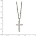 Chisel Stainless Steel Polished CZ Cross Pendant on a 20 inch Cable Chain Necklace