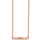 Chisel Stainless Steel Polished Rose IP-plated Enameled CZ ENJOY THE LITTLE THINGS Bar on a 16 inch Cable Chain with a 2 inch Extension Necklace