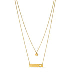 Chisel Stainless Steel Polished Yellow IP-plated Heart and Bar Multi Strand 15.5 inch Cable Chain with a 1.5 inch Extension Necklace