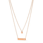Chisel Stainless Steel Polished Rose IP-plated Heart and Bar Multi Strand 15.5 inch Cable Chain with a 1.5 inch Extension Necklace