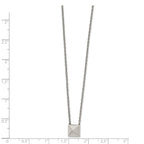 Stainless Steel Polished Pendant Square Stud 16in w/2 in ext  Necklace