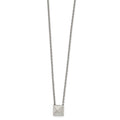 Stainless Steel Polished Pendant Square Stud 16in w/2 in ext  Necklace