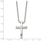 Chisel Stainless Steel Brushed and Polished Cross Pendant on an 18 inch Ball Chain Necklace