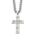 Chisel Stainless Steel Polished Cross Pendant on a 22 inch Curb Chain Necklace