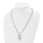 Stainless Steel Brushed & Polished Woman Silhouette Dog Tag 22in Necklace