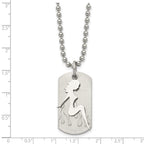 Stainless Steel Brushed & Polished Woman Silhouette Dog Tag 22in Necklace