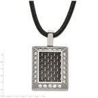 Stainless Steel Gold-tone & Black Carbon Fiber CZ Necklace