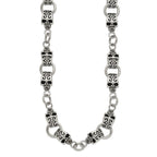 Chisel Stainless Steel Antiqued and Polished Skull 24 inch Necklace