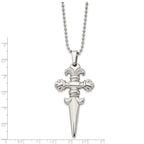 Chisel Stainless Steel Polished Dagger Pendant on a 24 inch Ball Chain Necklace