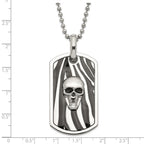 Stainless Steel Enameled Skull Dog Tag Necklace