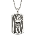 Stainless Steel Enameled Skull Dog Tag Necklace