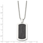 Chisel Stainless Steel Polished with Black IP-Plated Cable Dog Tag on a 24 inch Ball Chain Necklace