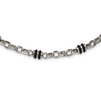 Chisel Stainless Steel Polished with Black Rubber Barrel Link Necklace