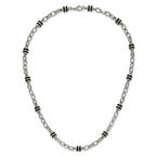 Chisel Stainless Steel Polished with Black Rubber Barrel Link Necklace