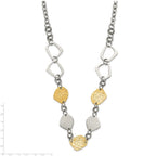 Stainless Steel Yellow IP-plated Polished & Pebbled Fancy Link Necklace