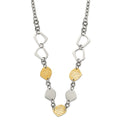 Stainless Steel Yellow IP-plated Polished & Pebbled Fancy Link Necklace