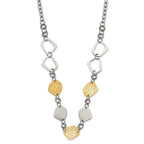 Stainless Steel Yellow IP-plated Polished & Pebbled Fancy Link Necklace