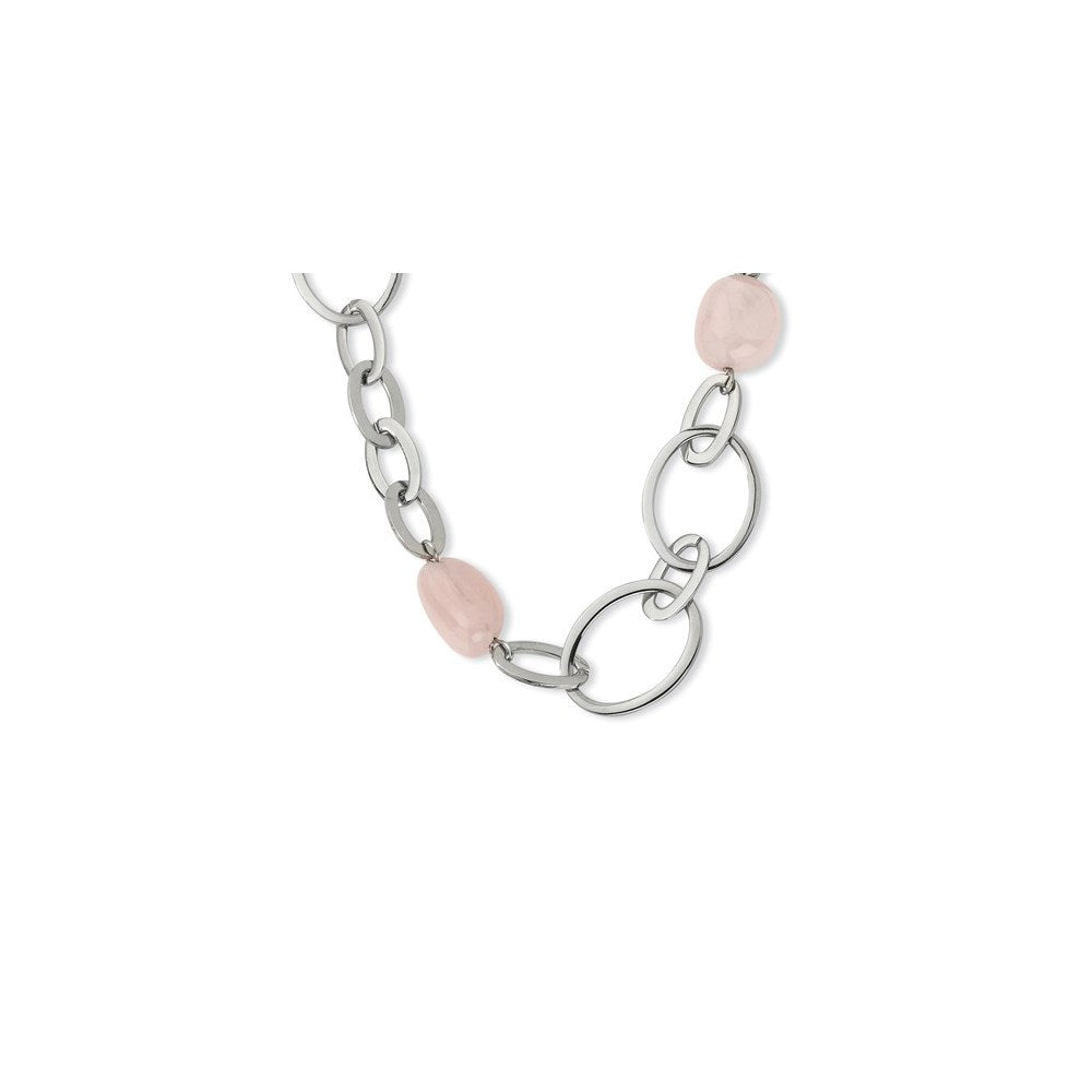 Stainless Steel Rose Quartz Necklace