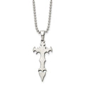 Stainless Steel Brushed Cross Dagger 22in Necklace