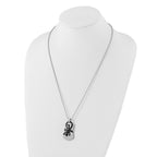 Stainless Steel Polished & Black Enamel Lizard Necklace