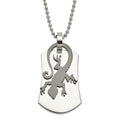 Stainless Steel Polished & Black Enamel Lizard Necklace