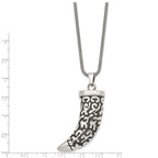 Chisel Stainless Steel Antiqued Polished and Textured Swirl Design Claw Pendant on a 24 inch Rope Chain Necklace