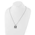 Stainless Steel Black & Gold lP-plated Square Pendant Necklace