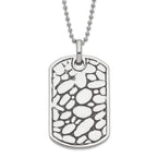 Stainless Steel Black Enamel Pebble Dog Tag Necklace
