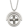 Stainless Steel & Black IP-plated X Moveable Circles Necklace