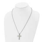 Chisel Stainless Steel Polished with 14k Gold Accent Crucifix Pendant on a 22 inch Ball Chain Necklace
