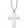 Chisel Stainless Steel Polished with 14k Gold Accent .02 carat Diamond Cross Pendant on a 22 inch Ball Chain Necklace